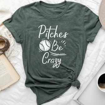 Pitches Be Crazy Baseball Sports Player Boys Bella Canvas T-shirt - Seseable