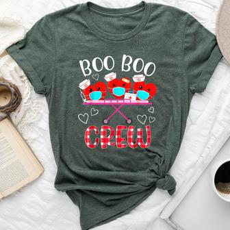 Plaid Boo Boo Crew Valentine's Day Heart Nurse Wearing Mask Bella Canvas T-shirt - Thegiftio UK