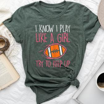 I Play Like A Girl American Football Player Girls Women Bella Canvas T-shirt - Thegiftio