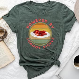 Powered By Chamoy Pickles Retro Humor Hot Pickle Food Lover Bella Canvas T-shirt - Monsterry AU