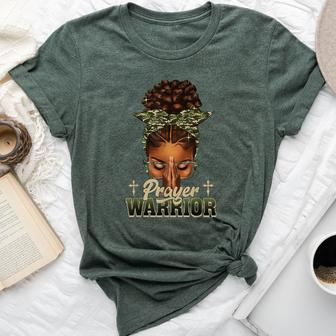 Praying Black Woman Afro Christian Sayings Prayer Warrior Bella Canvas T-shirt - Seseable