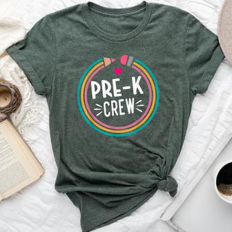 Pre-K Crew Happy First Day Of School Preschool Teacher Bella Canvas T-shirt - Thegiftio UK