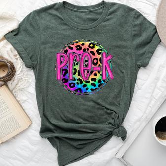 Pre-Kindergarten Neon Leopard Prek Teacher 1St Day Of School Bella Canvas T-shirt - Monsterry CA