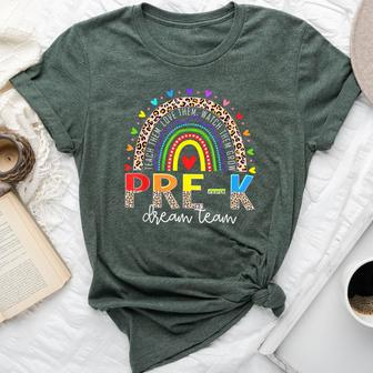 Prek Dream Team Leopard Rainbow Teacher Squad Back To School Bella Canvas T-shirt - Seseable