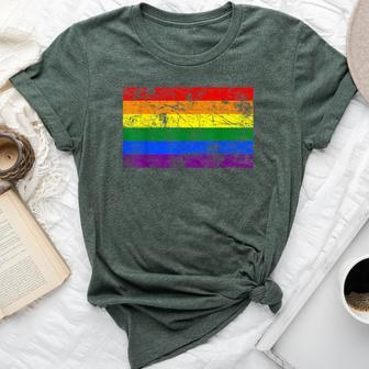 Pride Rainbow Flag Lgbt Gay Lesbian Vintage Bella Canvas T-shirt - Monsterry