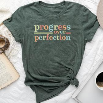 Progress Over Perfection Teacher Inspirational Women Bella Canvas T-shirt | Mazezy