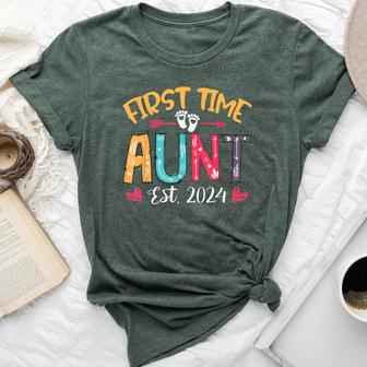 Promoted To Auntie Est 2024 Cute First Time Aunt Bella Canvas T-shirt - Monsterry