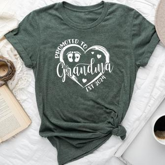 Promoted To Grandma Est 2024 New Grandma Grandmother Bella Canvas T-shirt | Mazezy
