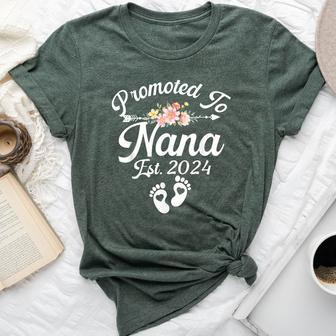 Promoted To Nana Est 2024 Pregnancy Announcement Floral Bella Canvas T-shirt - Monsterry