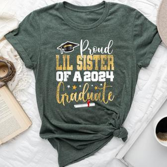 Proud Lil Sister Of A 2024 Graduate Class Senior Graduation Bella Canvas T-shirt - Monsterry CA
