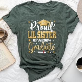 Proud Lil Sister Of A 2024 Graduate Class Senior Graduation Bella Canvas T-shirt - Seseable