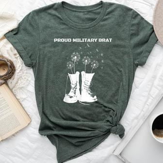 Proud Military Brat Dandelion Combat Boots Bella Canvas T-shirt - Monsterry UK