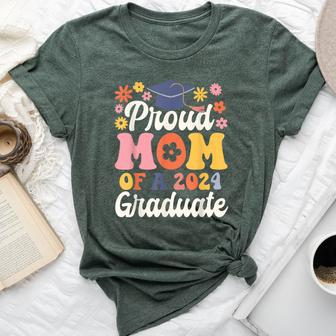 Proud Mom Of A 2024 Graduate Graduation Floral Flowers Bella Canvas T-shirt - Thegiftio UK