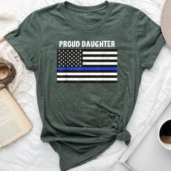 Proud Police Daughter Thin Blue Line Family Mom Dad Bella Canvas T-shirt - Monsterry AU