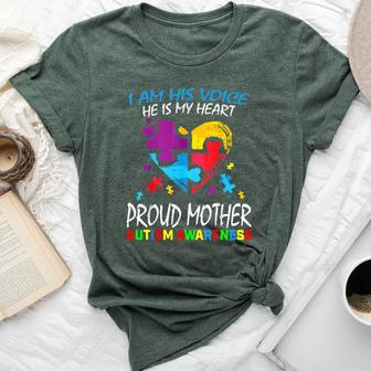 Pround Autism Mom Heart Mother Puzzle Piece Autism Awareness Bella Canvas T-shirt - Seseable