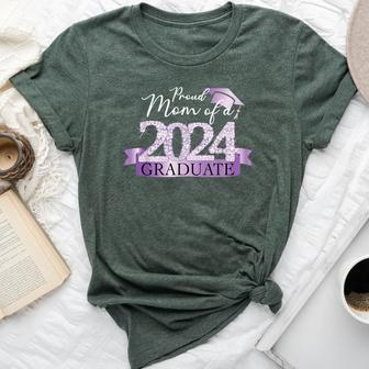 Purple Black Proud Mom Of A 2024 Graduate Decoration Bella Canvas T-shirt - Monsterry