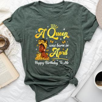 A Queen Was Born In April Afro Black Woman Birthday Queen Bella Canvas T-shirt - Monsterry CA
