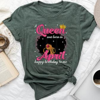 A Queen Was Born In April Birthday Afro Girl Black Woman Bella Canvas T-shirt - Seseable