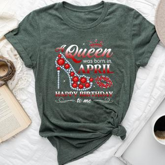 A Queen Was Born In April Girls April Birthday Queen Bella Canvas T-shirt - Monsterry CA