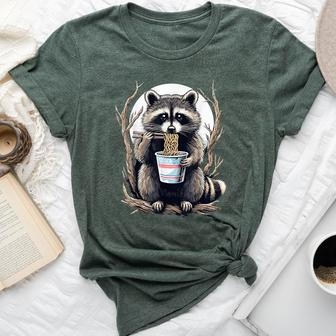 Raccoon Eating Instant Noodle Cup For Men Bella Canvas T-shirt - Monsterry