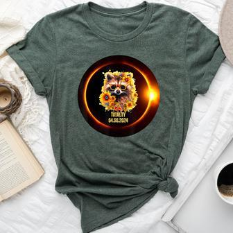 Raccoon Sunflower Totality Total Solar Eclipse April 8 2024 Bella Canvas T-shirt - Monsterry UK