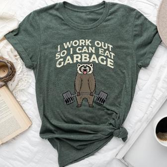 Raccoon I Workout So I Can Eat Garbage Gym Fitness Women Bella Canvas T-shirt - Monsterry UK