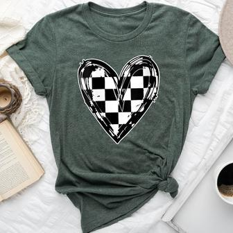 Race Car Checker Flag Racing Heart Auto Racer Bella Canvas T-shirt - Monsterry CA