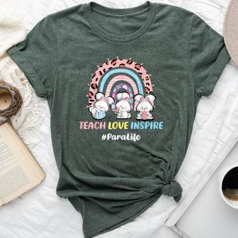 Rainbow Easter Para Teacher Paraprofessional Paraeducator Bella Canvas T-shirt - Seseable