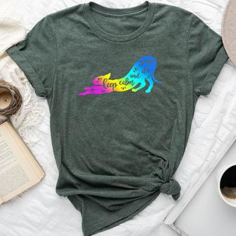 Rainbow Keep Calm And Do Yoga Cat Bella Canvas T-shirt - Monsterry CA