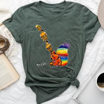 Rainbow Squirrel Drawing Bella Canvas T-shirt | Mazezy DE