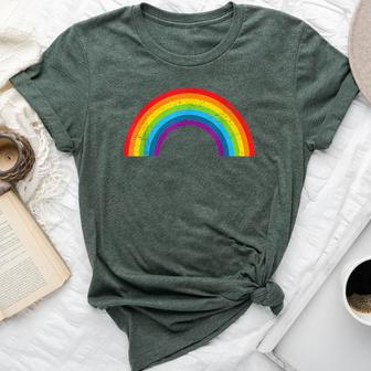 Rainbow Vintage Retro 80'S Style Gay Pride Rainbow Bella Canvas T-shirt - Monsterry