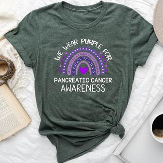 Rainbow We Wear Purple For Pancreatic Cancer Awareness Bella Canvas T-shirt - Thegiftio UK