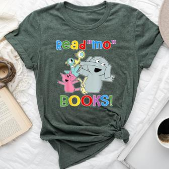 Read Mo Book Cute School Teacher Librarian Elephant Pigeon Bella Canvas T-shirt - Seseable