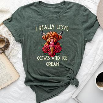 I Really Love Cows And Ice Cream Summer Bella Canvas T-shirt - Monsterry AU