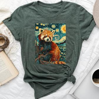 Red Panda Starry Night Van Gogh Style Graphic Bella Canvas T-shirt - Thegiftio UK