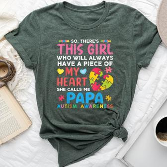 There's This Girl She Calls Me Papa Autism Awareness Bella Canvas T-shirt - Monsterry
