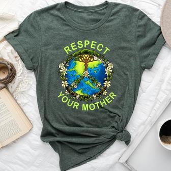 Respect Your Mother Earth Day Nature Goddess Flowers Bella Canvas T-shirt | Mazezy