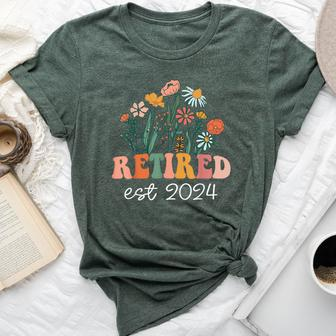 Retired 2024 Retirement For 2024 Wildflower Bella Canvas T-shirt - Thegiftio UK