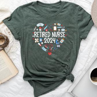 Retired Nurse 2024 Heart Love Retirement Nursing Scrub Top Bella Canvas T-shirt - Thegiftio UK