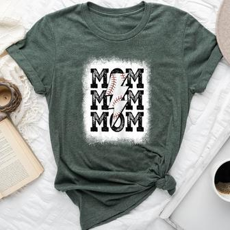 Retro Baseball Mama Distressed Lightning Bolt Mom Life Bella Canvas T-shirt - Monsterry DE