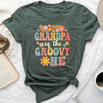 Retro Grandpa Of Groovy One Matching Family 1St Birthday Bella Canvas T-shirt - Seseable