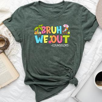 Retro Groovy Bruh We Out Counselors Last Day Of School Bella Canvas T-shirt - Seseable