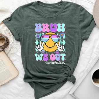 Retro Groovy Bruh We Out School Nurses Last Day Of School Bella Canvas T-shirt - Thegiftio UK