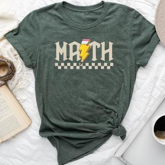 Retro Groovy Checkered Math Teacher High School Math Lovers Bella Canvas T-shirt - Seseable