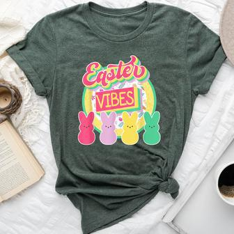 Retro Groovy Easter Vibes Bunny Rabbit Hunting Eggs Family Bella Canvas T-shirt | Mazezy
