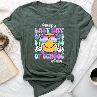 Retro Groovy Happy Last Day Of School Paraprofessional Bella Canvas T-shirt - Seseable