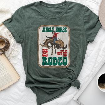 Retro Groovy Jingle Horse Rodeo Christmas Western Cowboy Bella Canvas T-shirt - Monsterry
