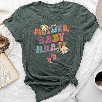 Retro Groovy Mother Baby Nurse Womens Bella Canvas T-shirt - Monsterry