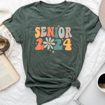 Retro Groovy Senior 24 Class Of 2024 Graduation Smile Grad Bella Canvas T-shirt - Thegiftio UK