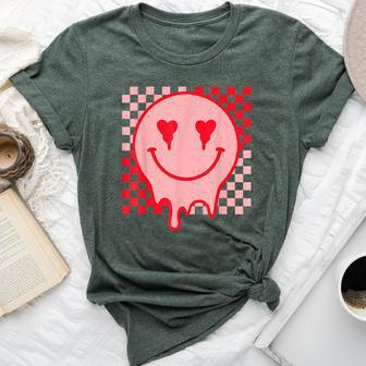 Retro Groovy Valentines Day Hippie Heart Matching Bella Canvas T-shirt | Mazezy